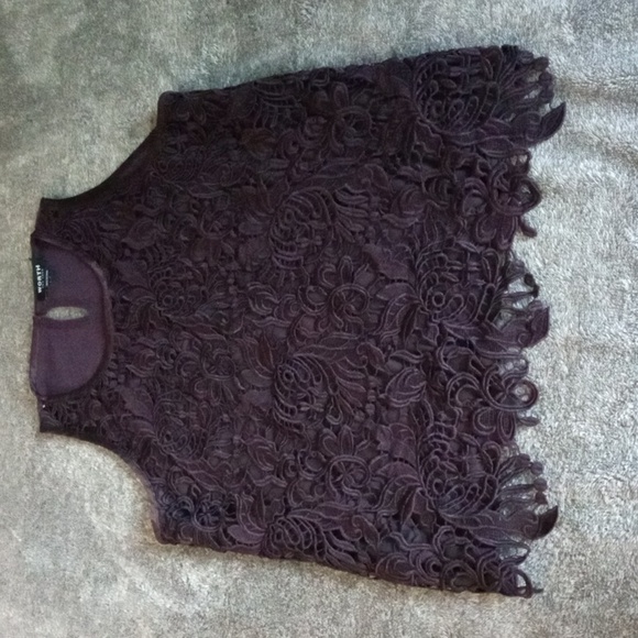 Worth New York (S?) purple silk and cashmere lace shell tagged size P - Picture 1 of 9